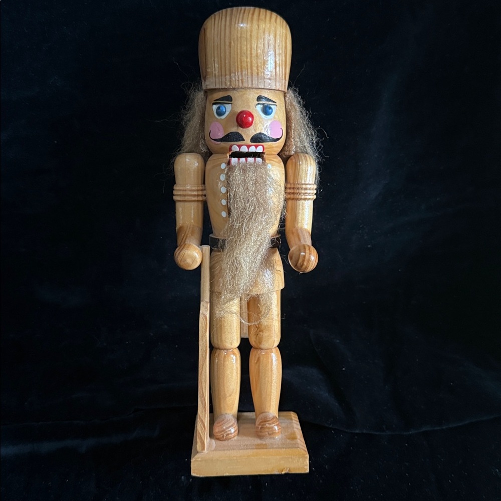 Vintage Christmas Erzgebirge Nutcracker Soldier Wood Tan Brown 10” Germany 1994